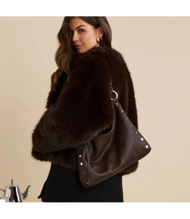 Hammitt Kyle Shoulder Bag Espresso Pebble/Silver Large