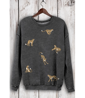 Allover Leopard Sweatshirt Mineral Black