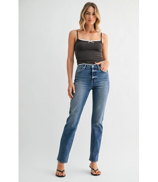 Just Black Denim Mid Rise Stovepipe Straight Leg Medium Wash