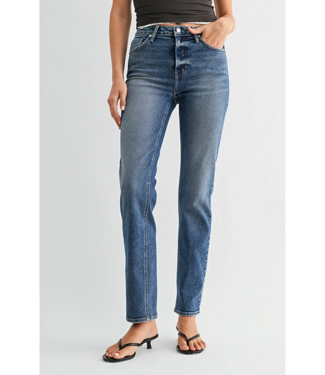 Just Black Denim Mid Rise Stovepipe Straight Leg Medium Wash