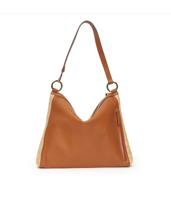 Hammitt Kyle Handbag Large - Cocoa Raffia/Gold