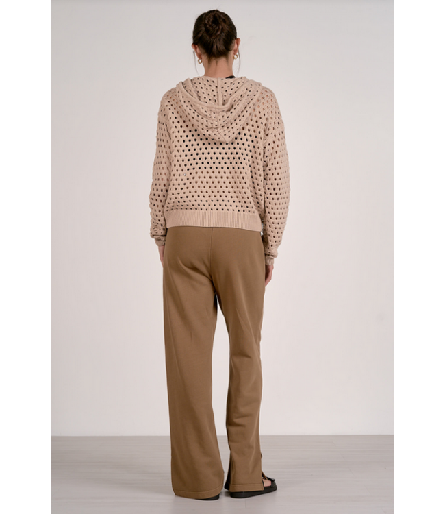 Elan Full Zip Cardigan Sweater Taupe