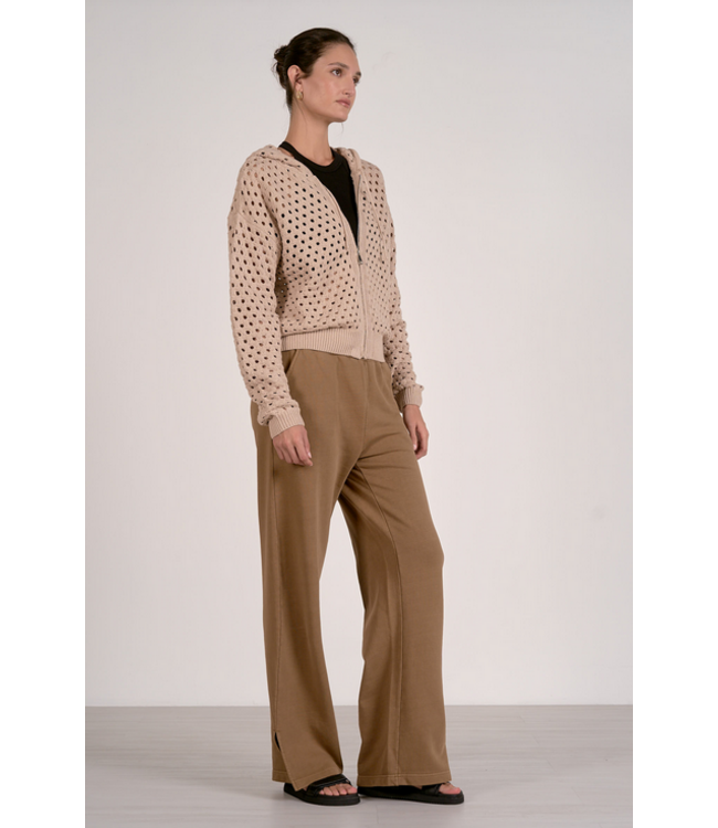 Elan Full Zip Cardigan Sweater Taupe