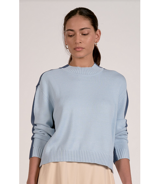 Elan Colorblock Crewneck Sweater Lt Blue