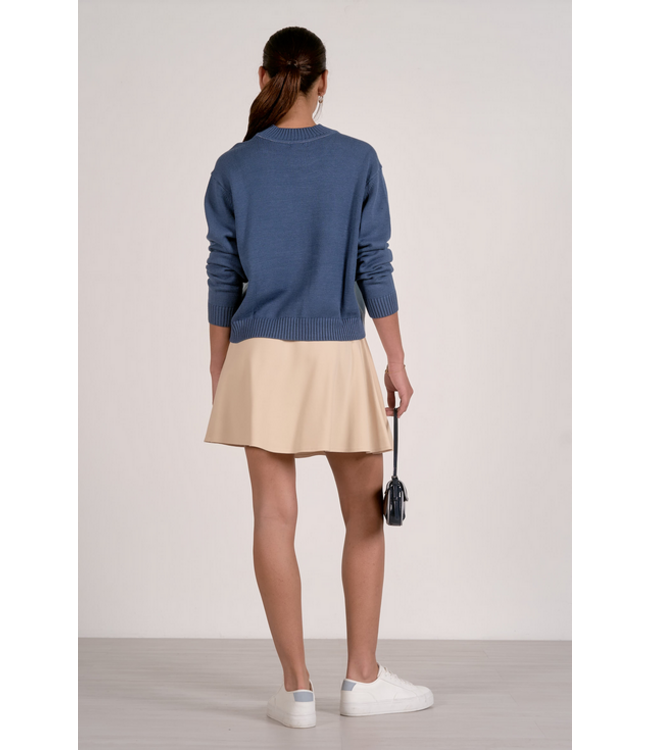 Elan Colorblock Crewneck Sweater Lt Blue