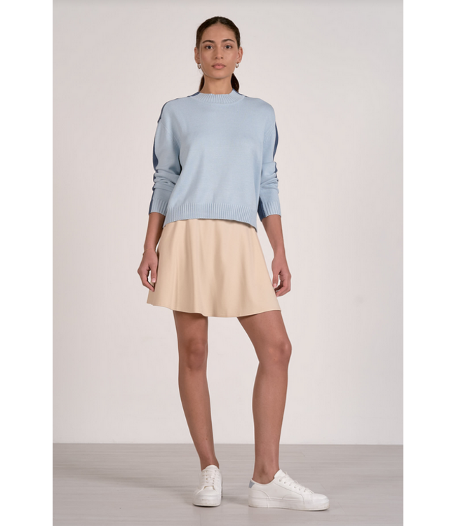 Elan Colorblock Crewneck Sweater Lt Blue