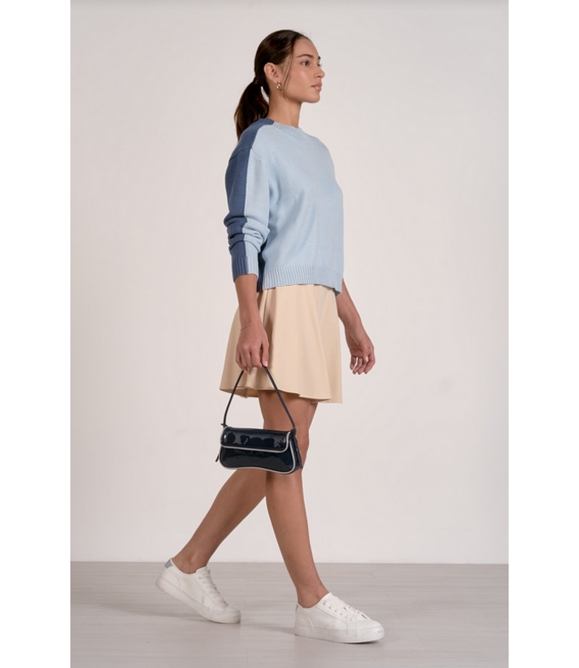 Elan Colorblock Crewneck Sweater Lt Blue