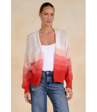 Elan Sweater Cardigan Loose Knit Red Ombre
