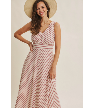 in february Lurex Stripe Fit and Flare Dress Red