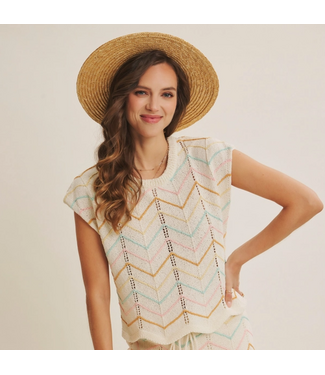 in february Pastel Multi-Color Chevron Sweater