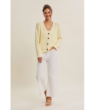 in february Drape Slouchy Sweater Cardigan Banana Cream