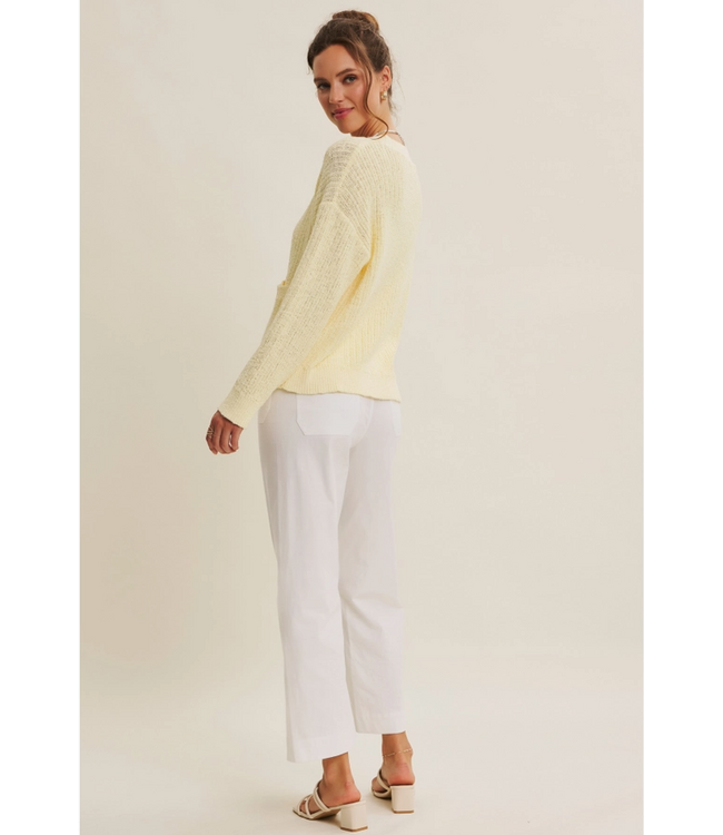 in february Drape Slouchy Sweater Cardigan Banana Cream