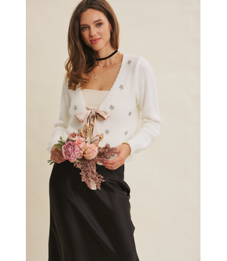 in february A Touch of Sparkle Fuzzy Cardigan Coconut Cream