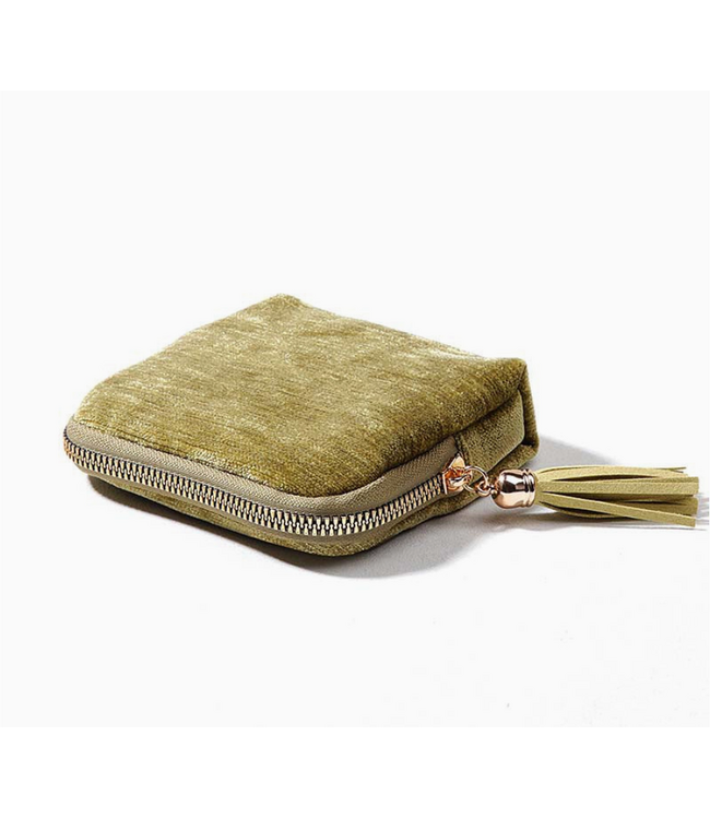 Fringe Zipper Jewelry Organizer Green