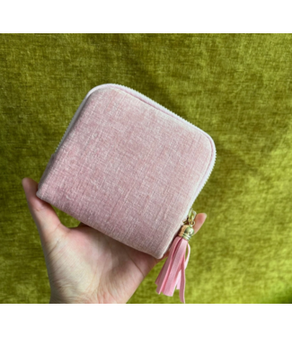 Fringe Zipper Jewelry Organizer Pink