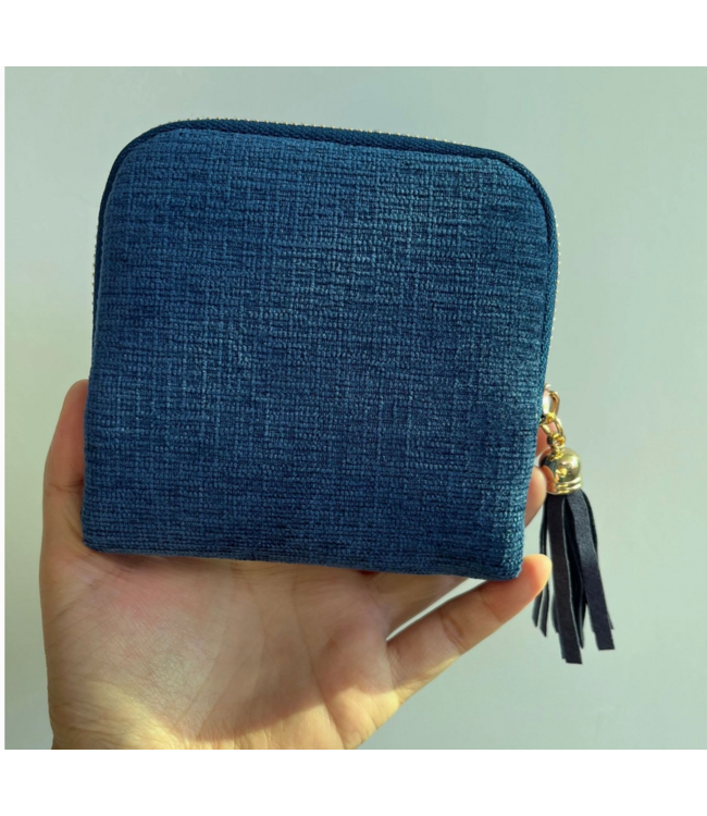 Fringe Zipper Jewelry Organizer Blue