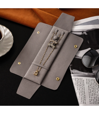 Velvet Jewelry Pouch Organizer Gray