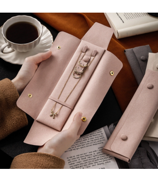 Velvet Jewelry Pouch Organizer Pink