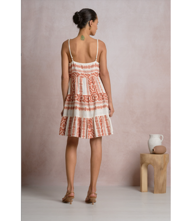 Elan Spaghetti Strap Tie Dress Natural Cayenne