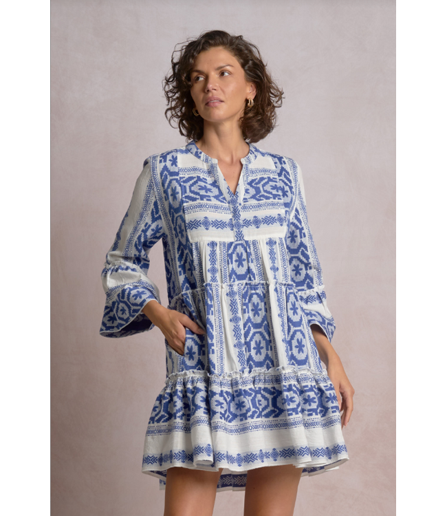 Elan A Line Dress Natural Blue