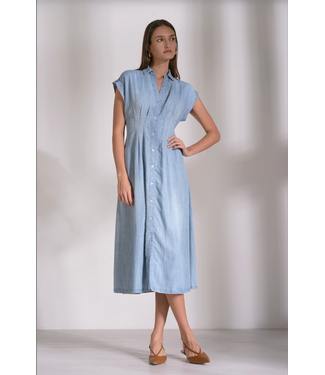 Elan Cap Sleeve Midi Dress Blue
