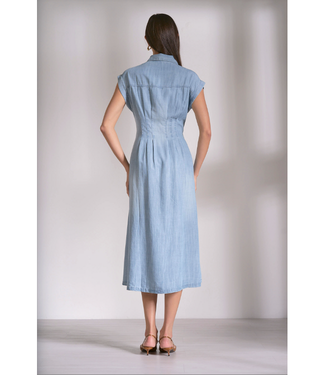 Elan Cap Sleeve Midi Dress Blue