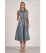 Elan Sleeveless Button Down Midi Dress Denim