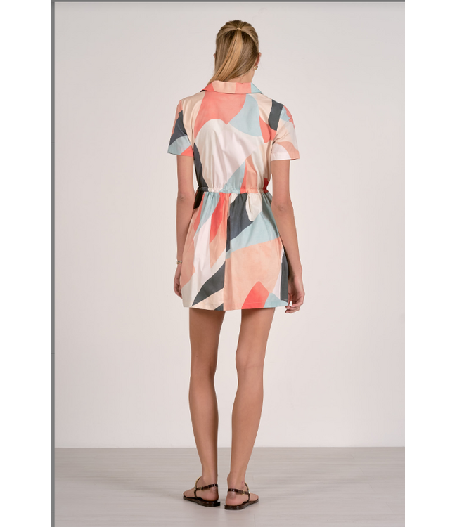 Elan Collared Full Zip Dress Multi Prism