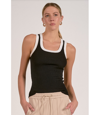 Elan Contrast Trim Tank Black/White