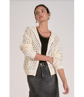 Elan Full Zip Cardigan Sweater Off White