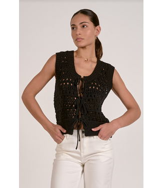 Elan Tie Front Sweater Vest Black