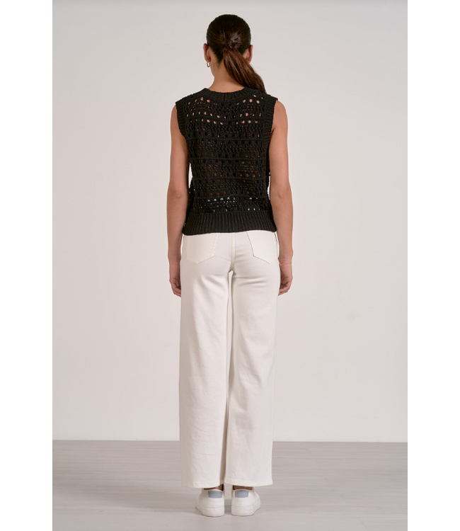 Elan Tie Front Sweater Vest Black