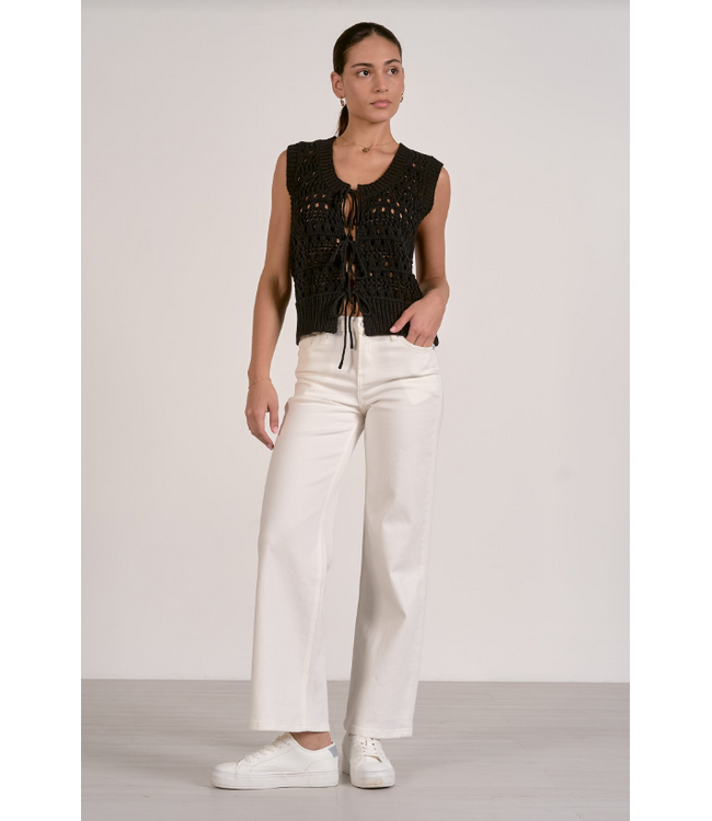 Elan Tie Front Sweater Vest Black