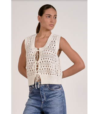 Elan Tie Front Sweater Vest White
