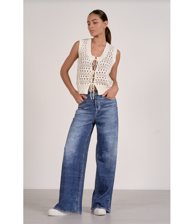 Elan Tie Front Sweater Vest White