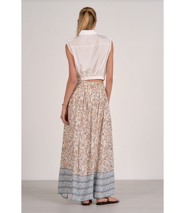 Elan Drawstring Maxi Skirt Blue Whimsy