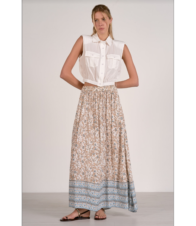 Elan Drawstring Maxi Skirt Blue Whimsy