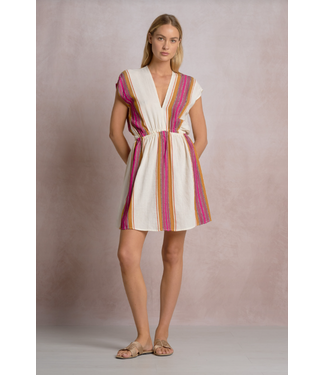 Elan V-Neck Stretch Waist Dress Pink
