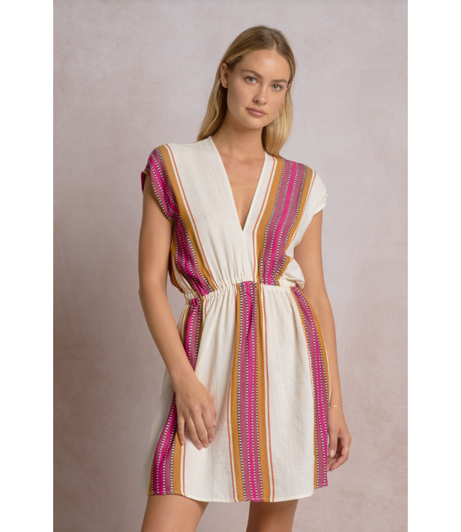 Elan V-Neck Stretch Waist Dress Pink