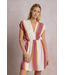 Elan V-Neck Stretch Waist Dress Pink