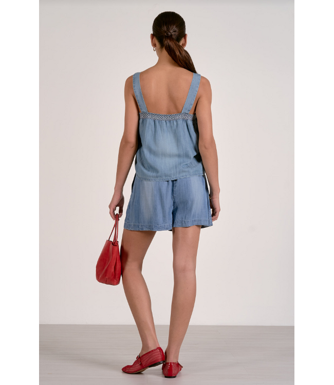 Elan Flowy Denim Wash Tank Top