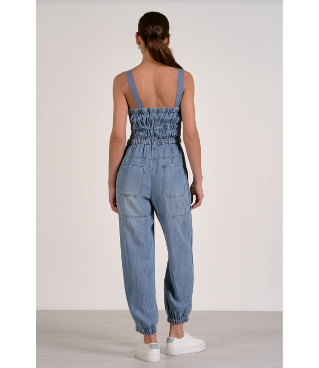 Elan Tank Strap Light Denim Jumpsuit
