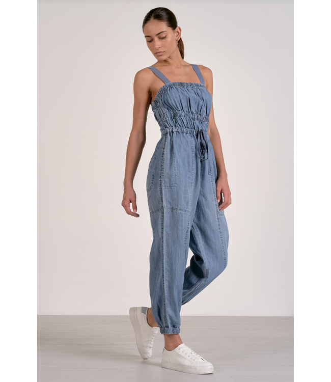 Elan Tank Strap Light Denim Jumpsuit