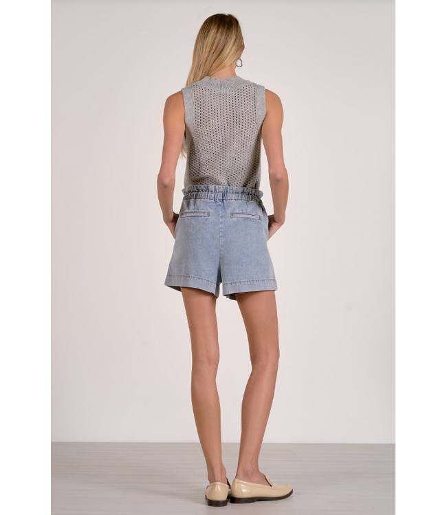 Elan Drawstring Denim Blue Shorts