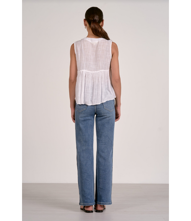 Elan Sleeveless Flyaway Top White