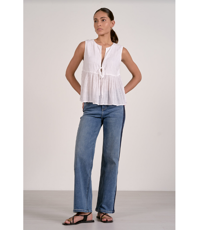 Elan Sleeveless Flyaway Top White