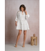 Elan 3/4 Sleeve Ruffle Dress White