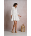 Elan 3/4 Sleeve Ruffle Dress White