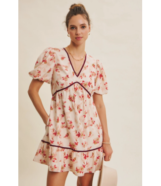 in february Bubble Sleeved Mini Dress Cranberry