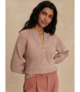 Varley Kennings Half Button Knit Ginger Rose Fleck